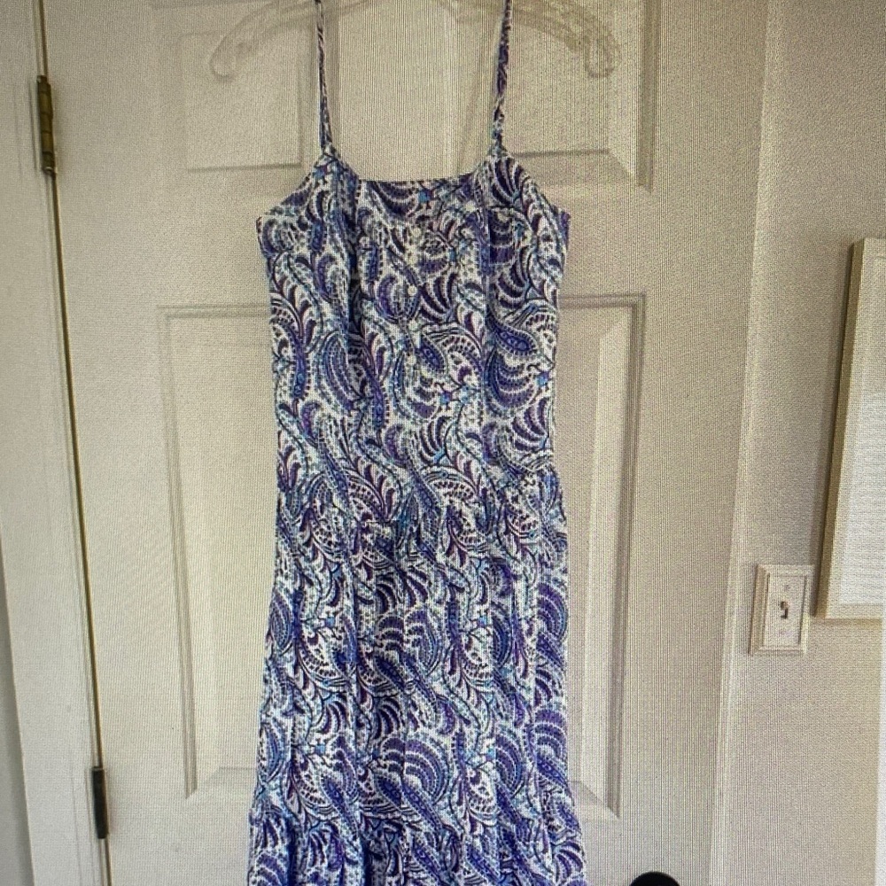J. Crew Blue and White Paisley Midi Dress